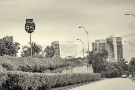 Photo for Road to Downtown Miami with traffic. - Royalty Free Image