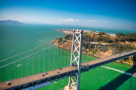 Photo for Aerial view of Bay Bridge in San Francisco on a sunny day, California. - Royalty Free Image