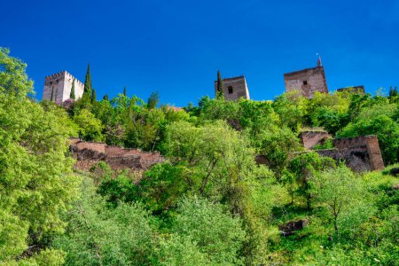 Photo for Ancient buildings of Granada surrounded by vegetation, Andalusia. - Royalty Free Image