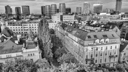Foto de Vista aérea del horizonte de la ciudad de Bratislava en una tarde de verano, Eslovaquia. - Imagen libre de derechos