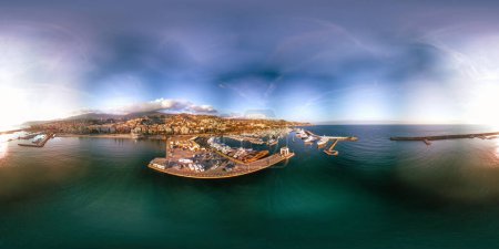Photo for Sanremo, Italy. Aerial view of city skyline on a sunny afternoon. 360 degrees spherical images. - Royalty Free Image