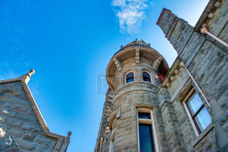 Photo for Craigdarroch Castle exterior view in Victoria on a sunny day, Vancouver Island. - Royalty Free Image