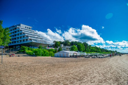 Photo for Jurmala, Latvia - July 6, 2017: Jurmala Beach with modern buildings. - Royalty Free Image