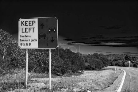 Keep left road sign in Western Australia.