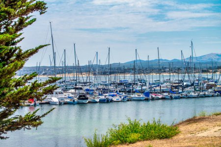 Téléchargez les photos : Monterey, CA - Le 4 août 2017 : Côte de Monterey par une matinée nuageuse d'été. - en image libre de droit