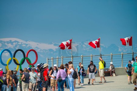 Photo for Whistler, Canada - August 12, 2017: Tourists in Whistler terrace. - Royalty Free Image