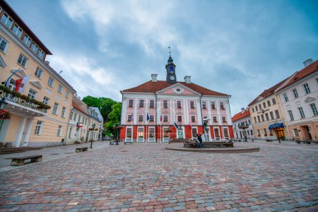 Photo for Tartu, Estonia - July 13, 2017: Panorama of Tartu Town Hall Square. - Royalty Free Image