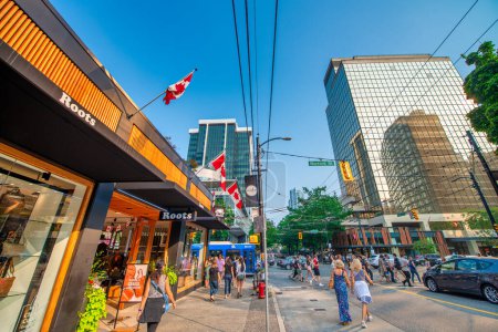 Foto de Vancouver, Canadá - 10 de agosto de 2017: Calles y edificios en el centro de la ciudad- - Imagen libre de derechos