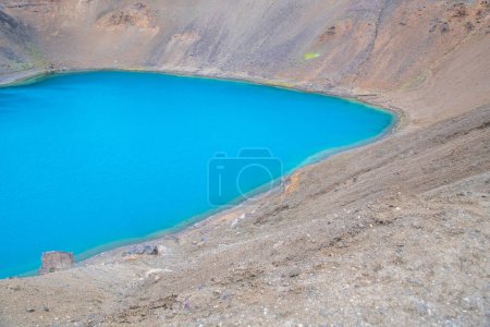 Viti crater and blue lake in Iceland.