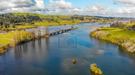 Photo for Amazing aerial view of Waikato River in spring season, North Island - New Zealand. - Royalty Free Image