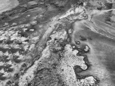 Aerial view of Hverir Geothermal Area, Iceland.
