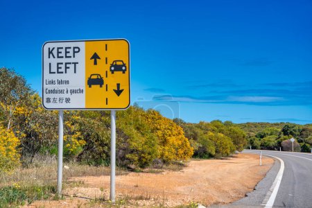 Keep left road sign in Western Australia.