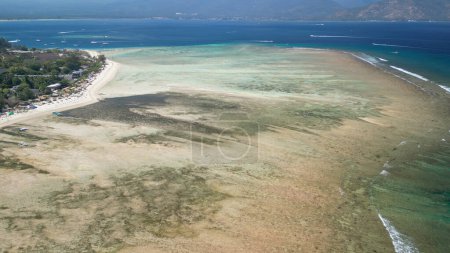 Photo for Amazing aerial view of Gili Trawangan coastline on a sunny day, Indonesia. - Royalty Free Image