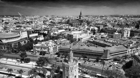 Photo for Aerial view of Sevilla, Andalusia. Southern Spain. - Royalty Free Image