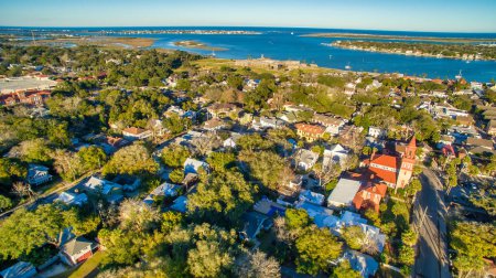 St Augustine, Florida - Panoramic aerial view of the beautiful city landscape.