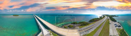 Interstate and bridge across Keys Islands, Florida aerial view.