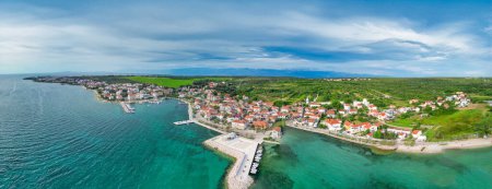 Aerial panoramic view of Petrcane Village near Zadar, Croatia.