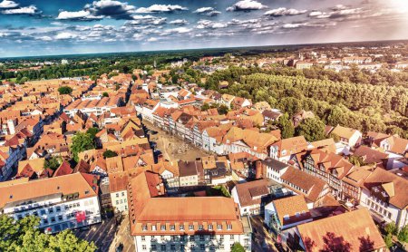 Celler Mittelalterliche Skyline an einem klaren, sonnigen Tag, Niedersachsen - Deutschland