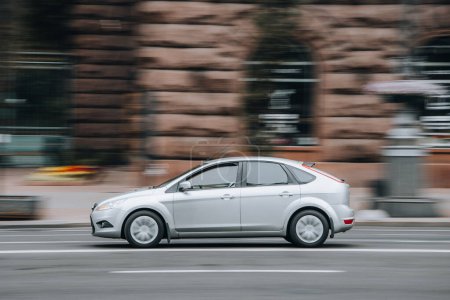 Photo for Ukraine, Kyiv - 2 August 2021: Silver Ford Focus car moving on the street. Editorial - Royalty Free Image