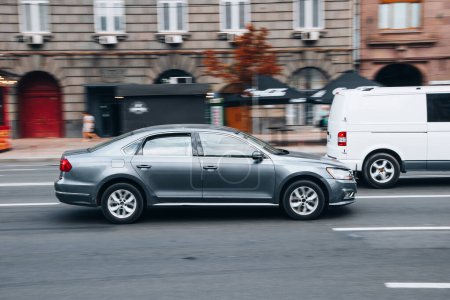 Photo for Ukraine, Kyiv - 2 August 2021: Gray Volkswagen Jetta car moving on the street. Editorial - Royalty Free Image