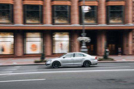 Photo for Ukraine, Kyiv - 2 August 2021: Silver Maserati Quattroporte car moving on the street. Editorial - Royalty Free Image