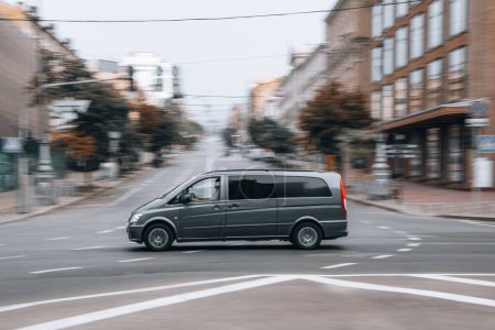 Photo for Ukraine, Kyiv - 2 August 2021: Gray Mercedes Benz Viano v-class car moving on the street. Editorial - Royalty Free Image