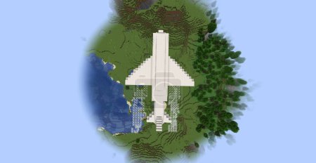 Photo for Minecraft Game  October 15 2023. Sample of Airplane in Minecraft Game 3D illustration. Editorial - Royalty Free Image