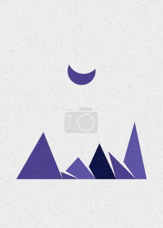 Téléchargez les illustrations : Montagnes géométriques silhouette paysage affiche illustration - en licence libre de droit