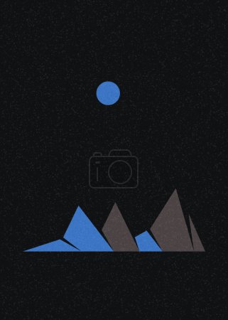 Illustration for Geometric Mountains silhouette landscape art poster illustration - Royalty Free Image