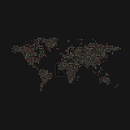 Illustration for World 1 Silhouette Pixelated pattern map illustration - Royalty Free Image
