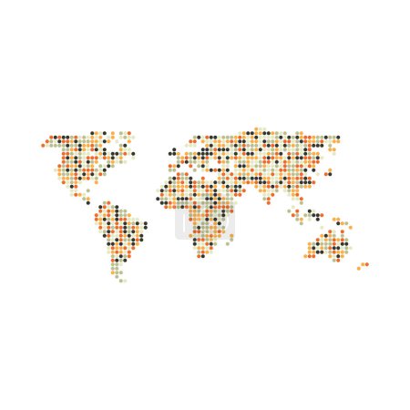 Illustration for World 3 Silhouette Pixelated pattern map illustration - Royalty Free Image