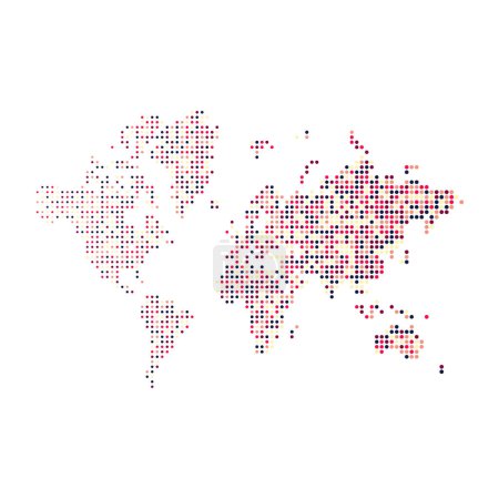 Téléchargez les illustrations : Illustration de la carte World 2 Silhouette Pixelated - en licence libre de droit
