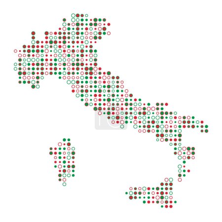 Téléchargez les illustrations : Italie Silhouette Illustration de carte de motif pixellisé - en licence libre de droit