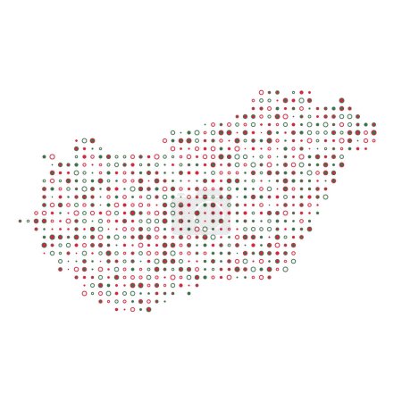 Téléchargez les illustrations : Hongrie Silhouette Illustration de carte de motif pixélisé - en licence libre de droit