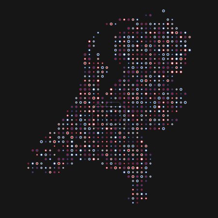 Téléchargez les illustrations : Pays-Bas Silhouette Illustration de carte de motif pixélisé - en licence libre de droit