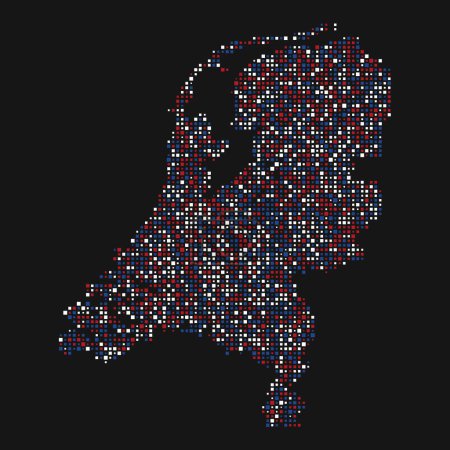 Téléchargez les illustrations : Pays-Bas Silhouette Illustration de motif pixellisé - en licence libre de droit