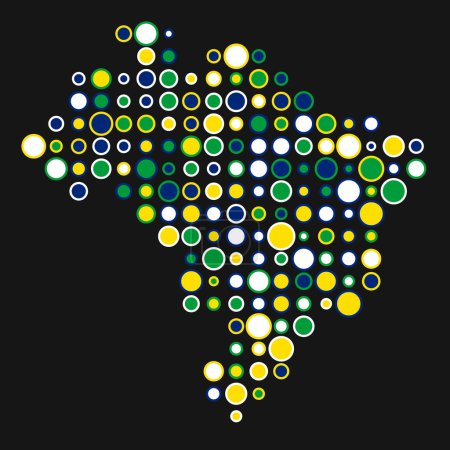 Illustration for Brazil Silhouette Pixelated pattern map illustration - Royalty Free Image