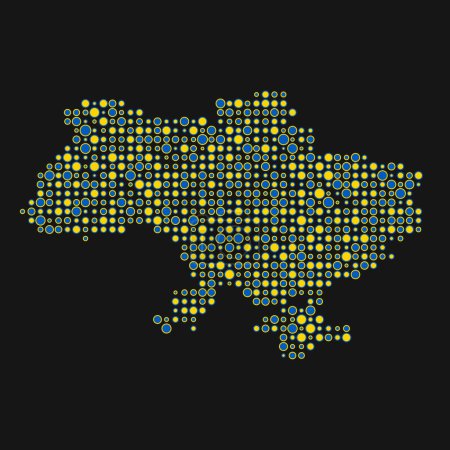 Ucrania Silhouette Pixelated patrón mapa ilustración