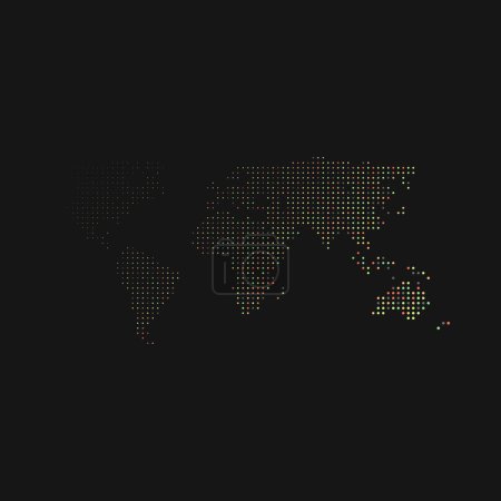 Illustration for World 3 Silhouette Pixelated pattern map illustration - Royalty Free Image