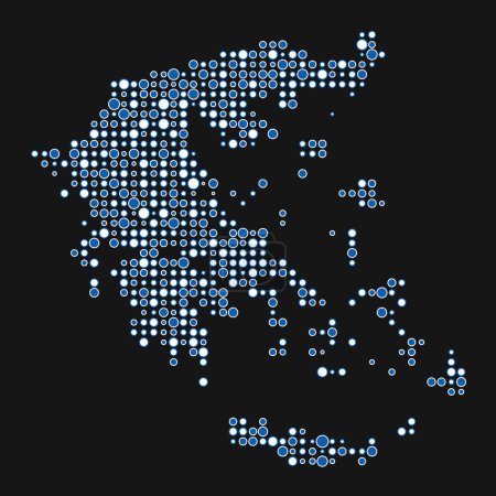 Téléchargez les illustrations : Grèce Silhouette Illustration de carte de motif pixélisé - en licence libre de droit