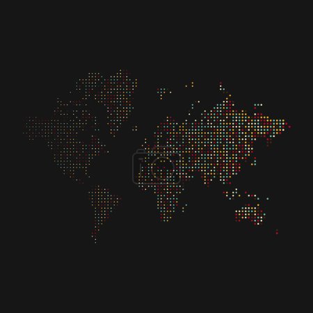 Illustration for World 2 Silhouette Pixelated pattern map illustration - Royalty Free Image