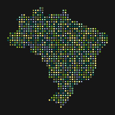 Ilustración de Brasil Silueta Pixelado patrón mapa ilustración - Imagen libre de derechos
