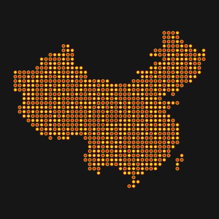 Illustration for China Silhouette Pixelated pattern map illustration - Royalty Free Image