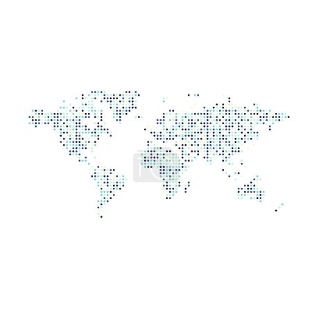 Téléchargez les illustrations : Illustration de carte de motif Pixelated World 1 Silhouette - en licence libre de droit