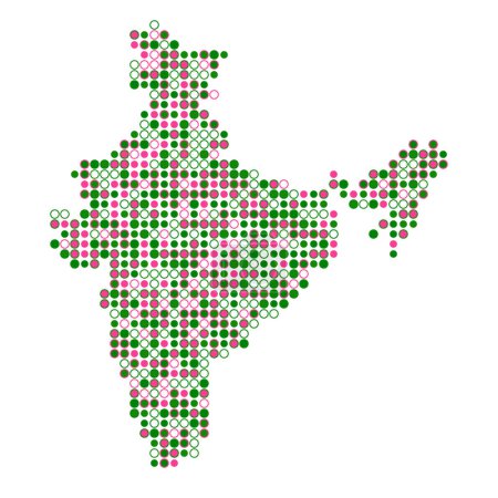 Illustration for India Silhouette Pixelated pattern map illustration - Royalty Free Image
