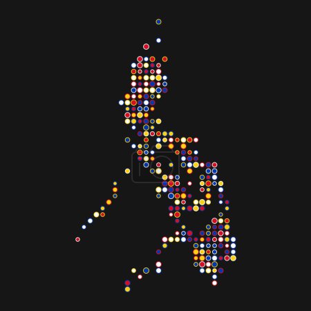 Téléchargez les photos : Philippines Silhouette Illustration de carte de motif pixélisé - en image libre de droit