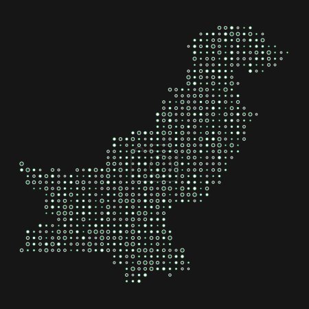 Téléchargez les illustrations : Pakistan Silhouette Illustration de carte de motif pixélisé - en licence libre de droit