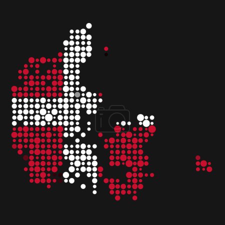 Téléchargez les illustrations : Danemark Silhouette Illustration de carte de motif pixélisé - en licence libre de droit