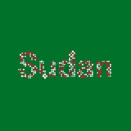 Téléchargez les illustrations : Soudan Silhouette Illustration de carte de motif pixélisé - en licence libre de droit