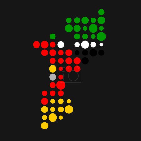 Téléchargez les illustrations : Mozambique Silhouette Illustration de carte de motif pixélisé - en licence libre de droit